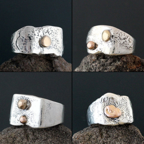 Abstract Ring with Gold Accents