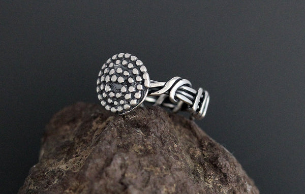 Wrapped Vine Ring with Beaded Spiral