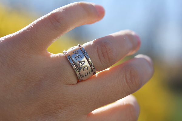 World Peace Stamped Ring