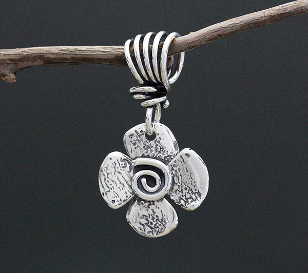 Two Sided Flower Pendant with Spiral on the Other Side