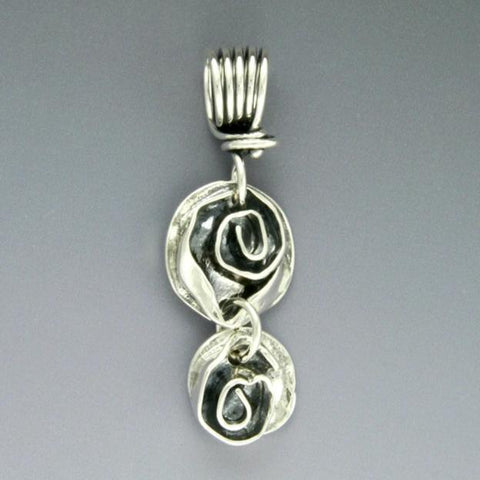Sterling Silver Rose Pendant with small rose drop