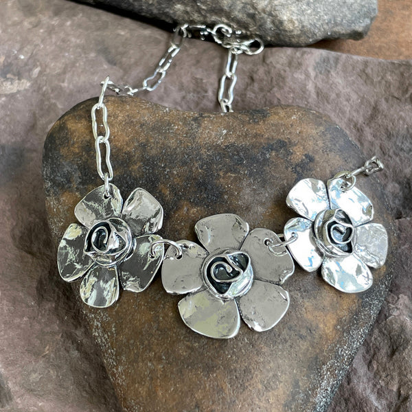 Petal Rose Necklace on Short Oval Chain