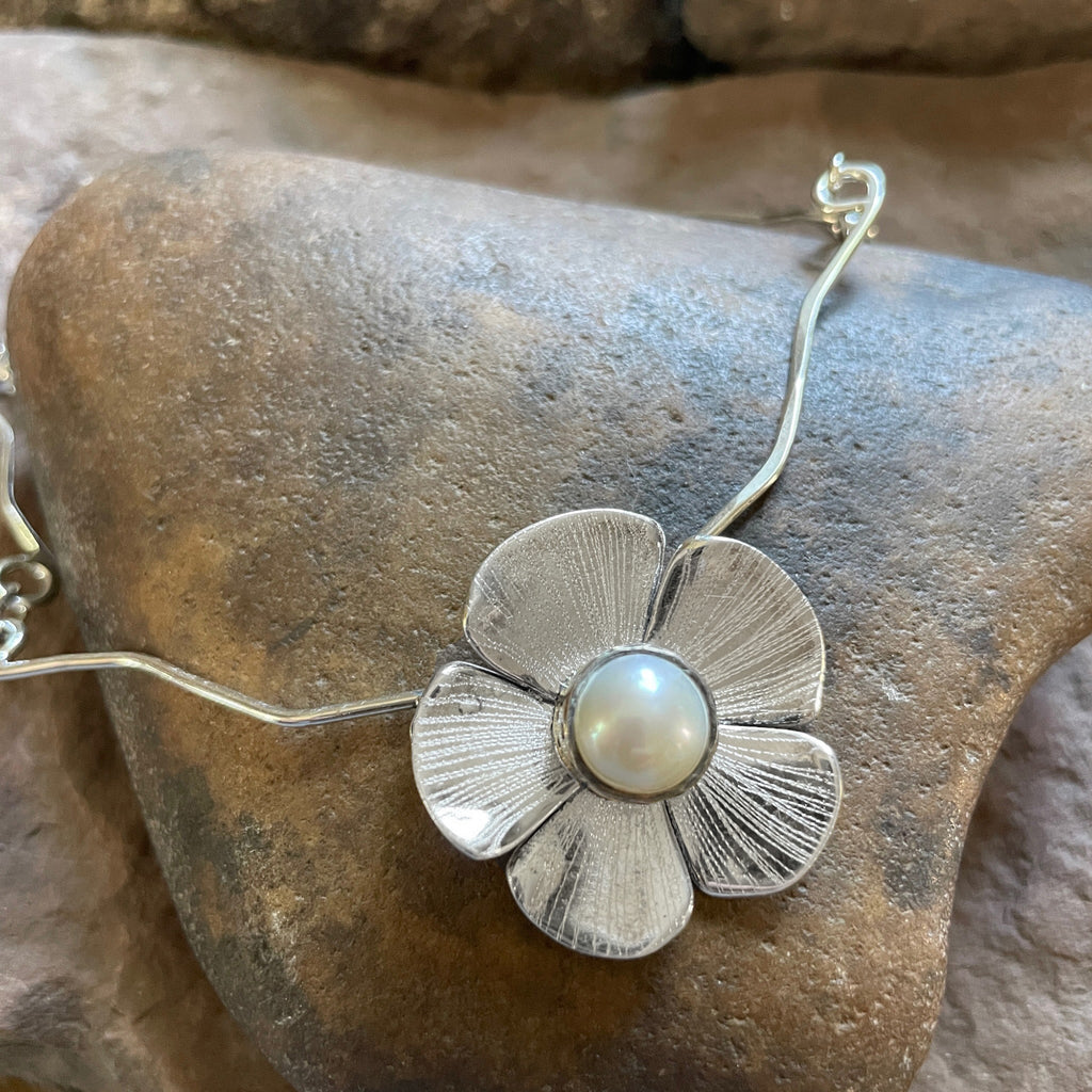 Pearl Flower Necklace on Signature Chain – Sherry Tinsman Metalsmith