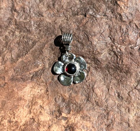 Sterling Silver Dogwood Flower with Stone Pendant