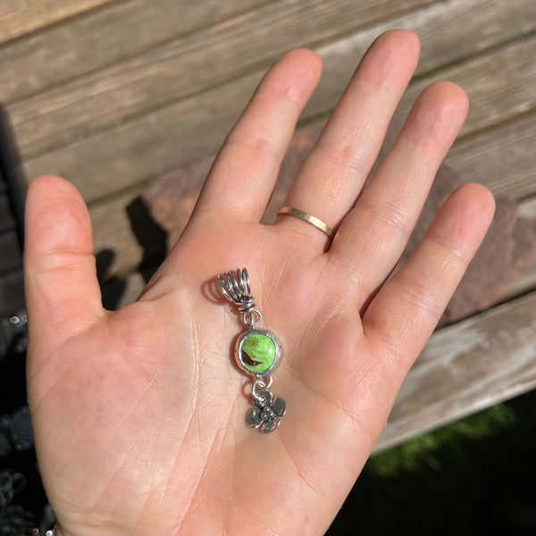 Jade, Labradorite, or Gaspeite Pendant with Dogwood Flower Drop