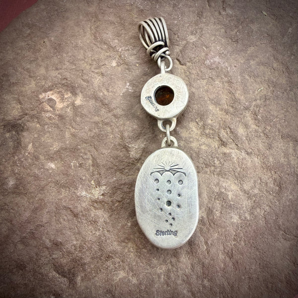 River Stone Pendant with Amber