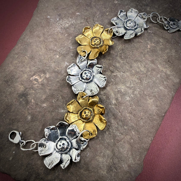 Mixed metal sunflower bracelet