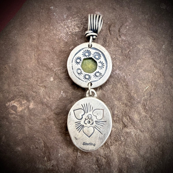River Stone Pendant with green turquoise