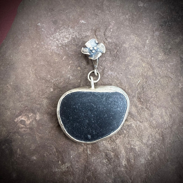 Large River Stone Pendant with small dogwood bail