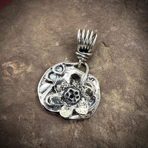 Nouveau pendant with lotus flower