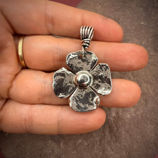 four petal ball flower pendant