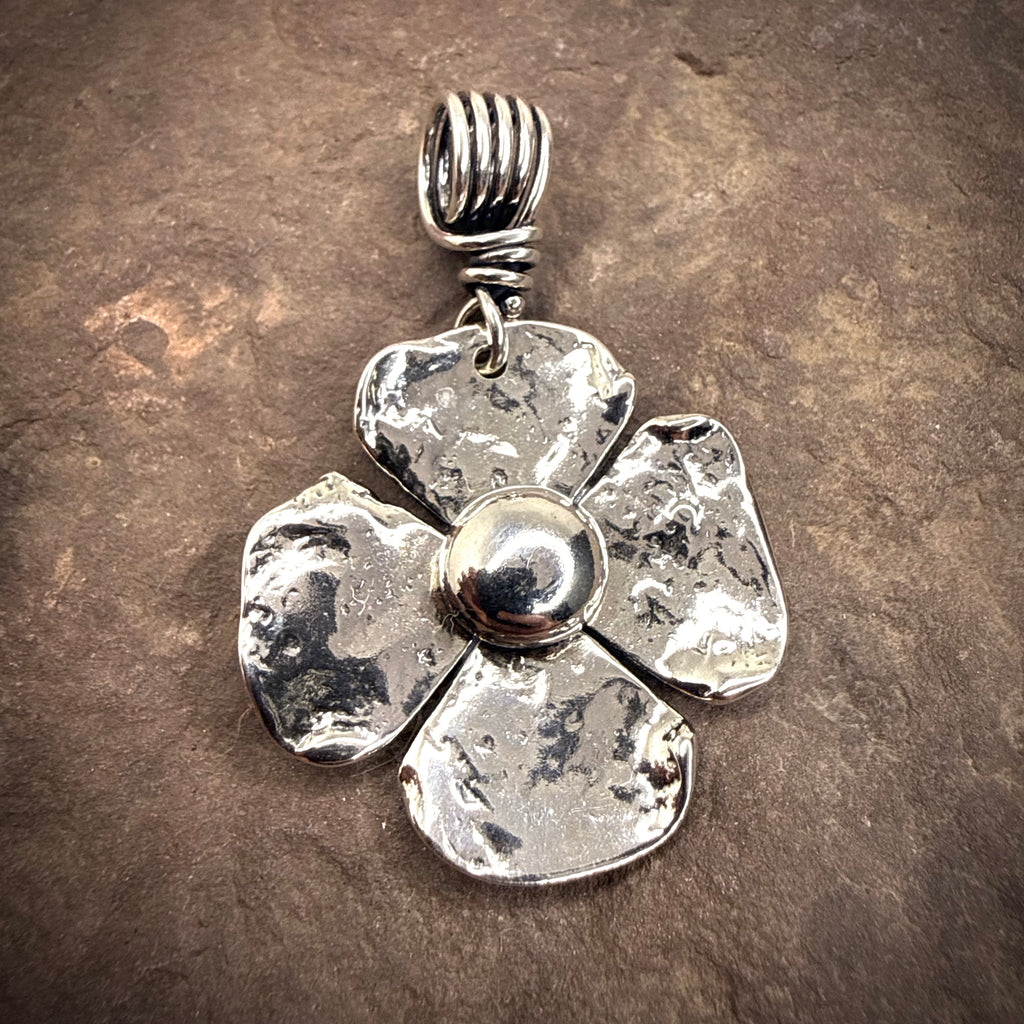 four petal ball flower pendant