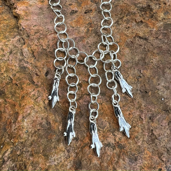 chainmail necklace with short twigs
