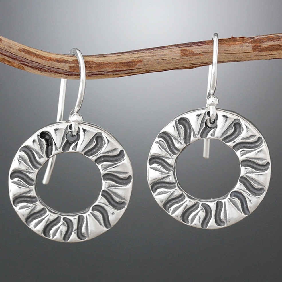 Radial Stamped Hoop Earrings
