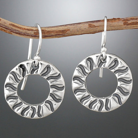 Radial Stamped Hoop Earrings