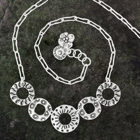 Stamped Hoop Necklace on Oval Chain