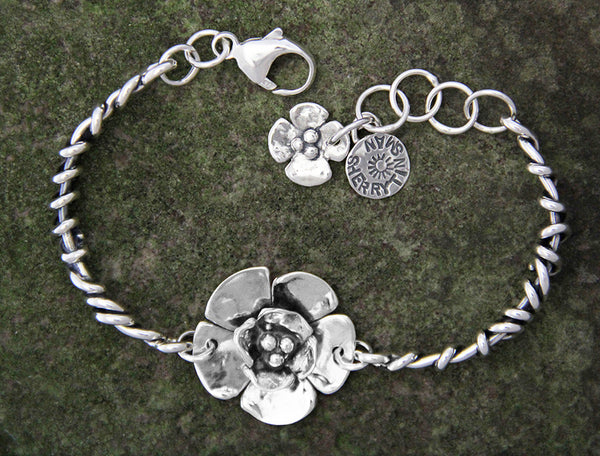 Double Dogwood Bracelet with Wrapped Vine Sides