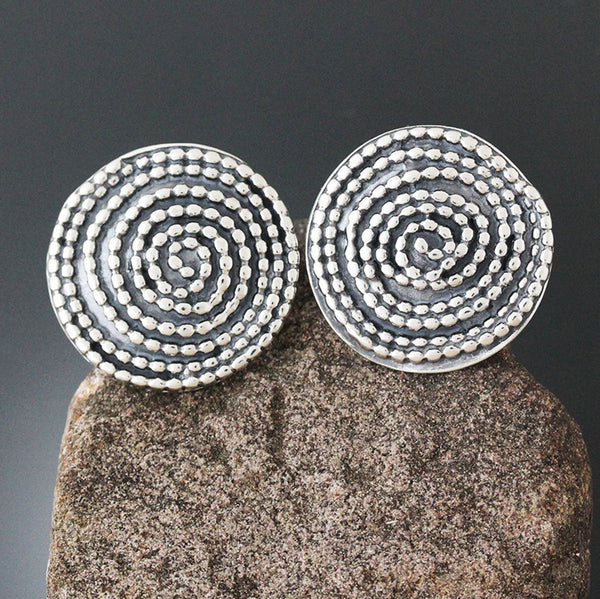 Beaded Spiral Earrings - Large