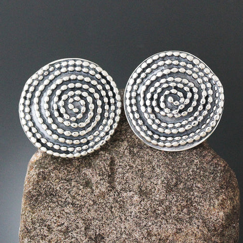 Beaded Spiral Earrings - Large