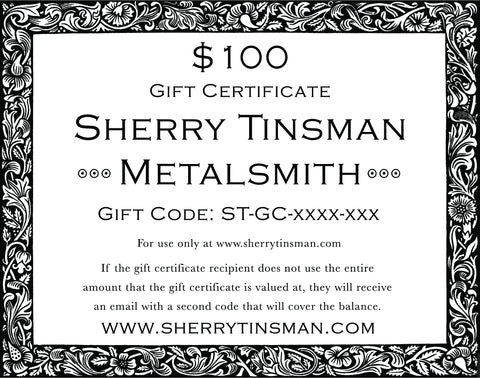 Sherry Tinsman Metalsmith Gift Certificate