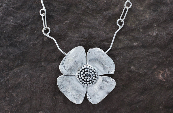 Dogwood Flower with Beaded Spiral Center Jewelry Set