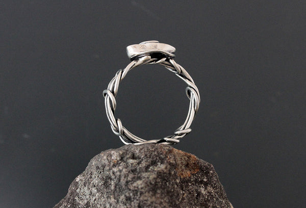 Sterling Silver Light Wrapped Vine Ring with Rose
