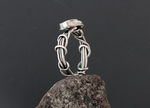 Sterling Silver Light Wrapped Vine Ring with Rose