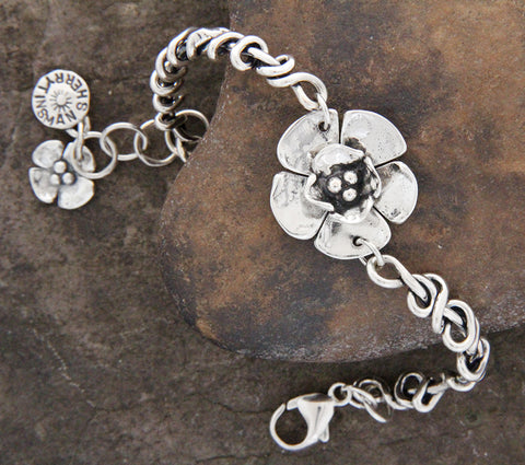 Double Dogwood Bracelet with Wrapped Vine Sides