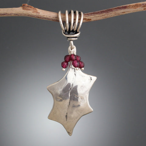 Holly Leaf Pendant with or without Garnet Berries