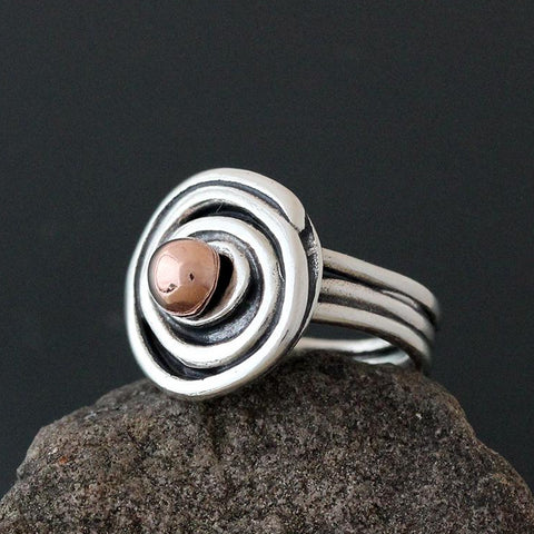 Spiral Ring with Copper Ball