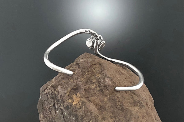 Sterling Silver Wavy Cuff with Dogwood Flower