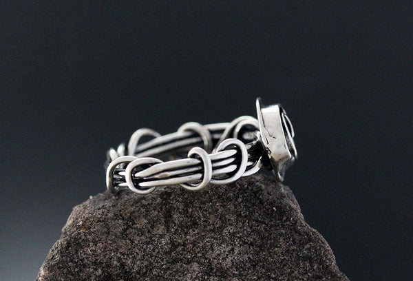 Sterling Silver Light Wrapped Vine Ring with Rose