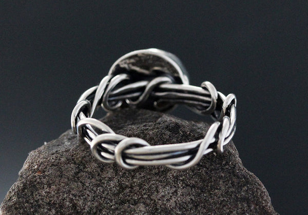 Sterling Silver Light Wrapped Vine Ring with Rose