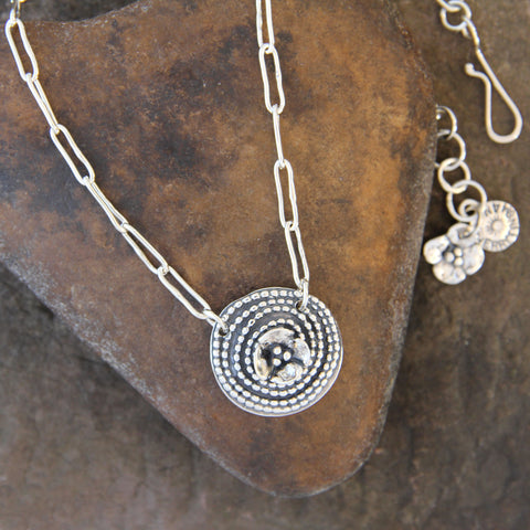 Beaded Spiral Necklace with Dogwood Flower