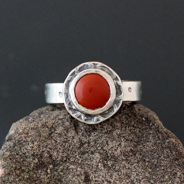 Red Jasper Cabochon Ring - Size 7 1/2