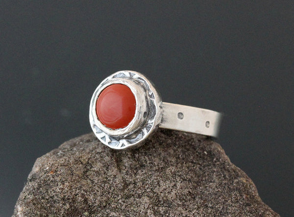 Red Jasper Cabochon Ring - Size 7 1/2