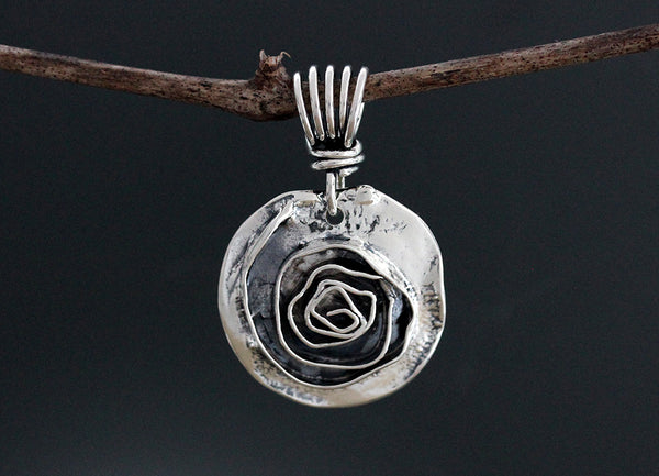 Sterling Silver Rose Pendant