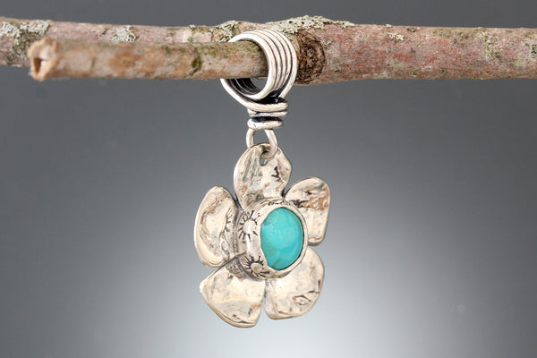 Sterling Silver Dogwood Flower with Stone Pendant