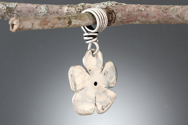 Sterling Silver Dogwood Flower with Stone Pendant