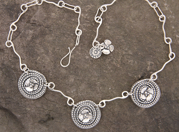 Beaded Spiral and Dogwood Flower Necklace