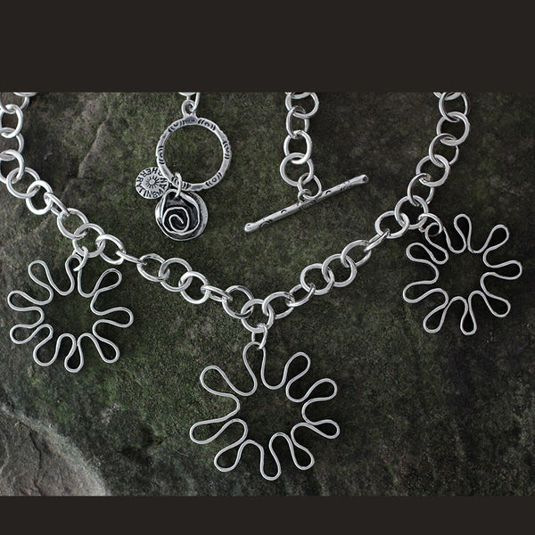 Sterling Silver Triple Mod Flower Necklace