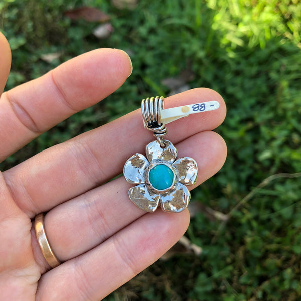 Sterling Silver Dogwood Flower with Stone Pendant