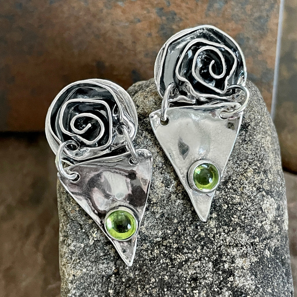Rose and Peridot Earrings
