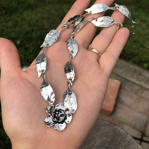 Leaf & Double Dogwood Necklace