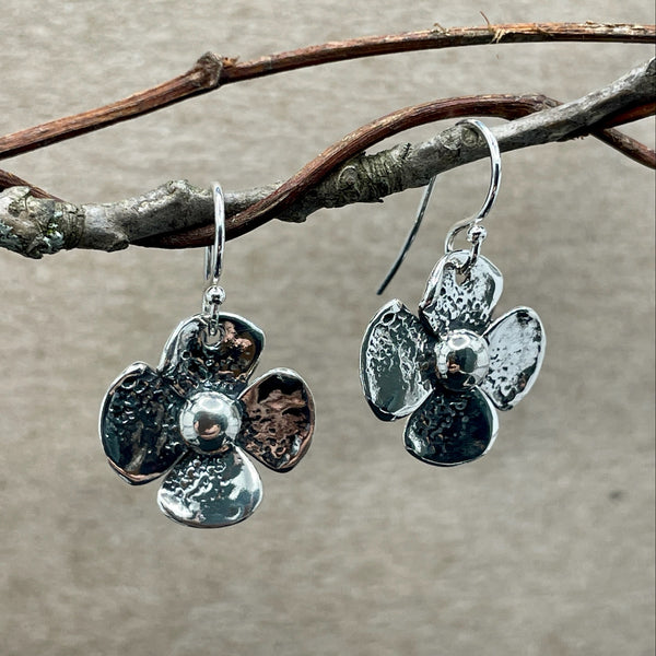 Ball Flower Earrings with Spiral Back