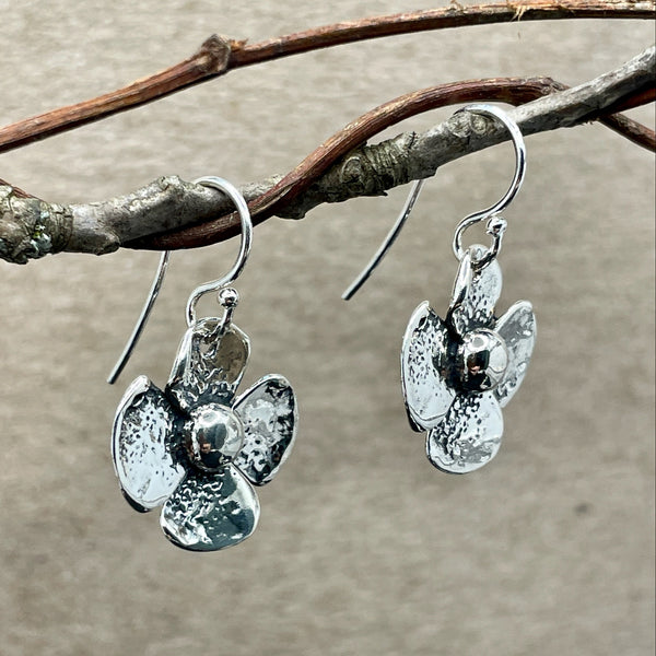 Ball Flower Earrings with Spiral Back