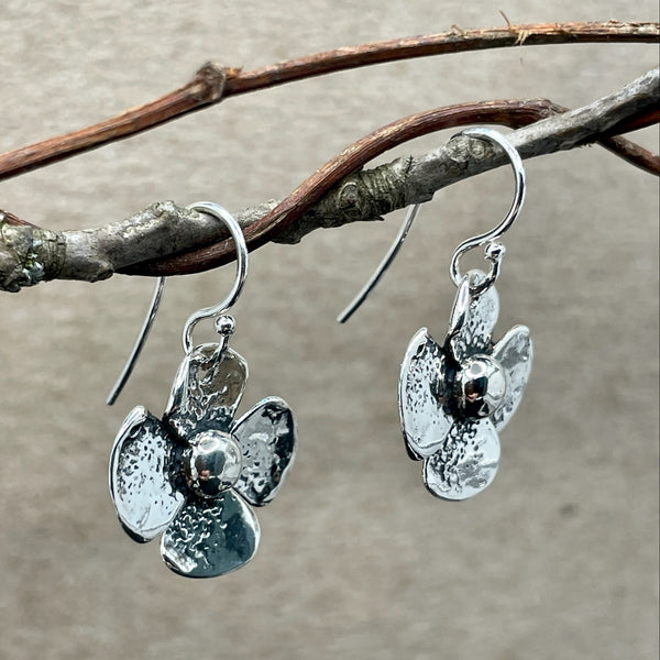 Ball Flower Earrings with Spiral Back