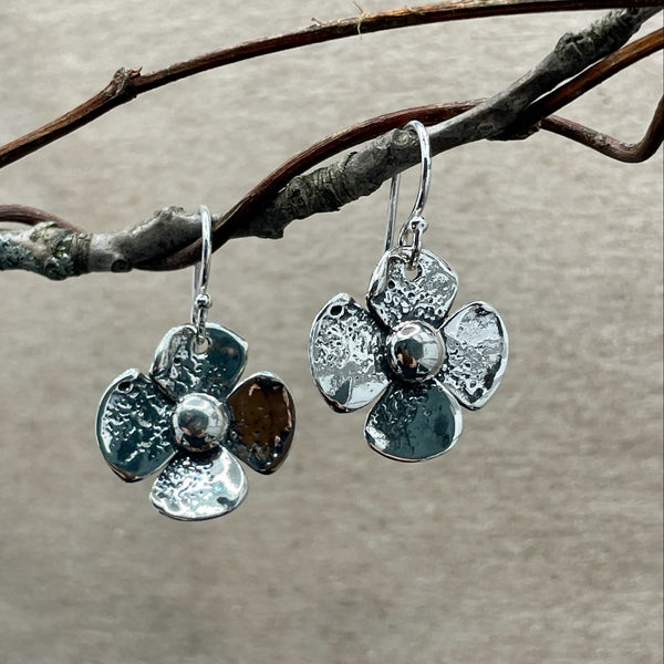 Ball Flower Earrings with Spiral Back