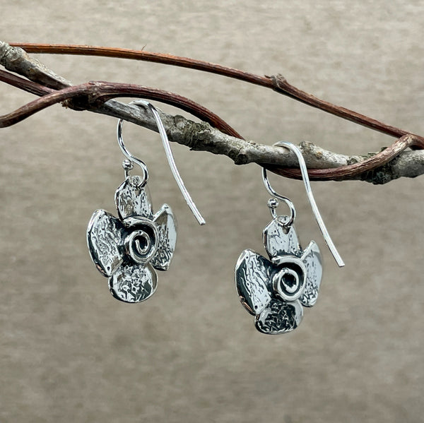 Ball Flower Earrings with Spiral Back