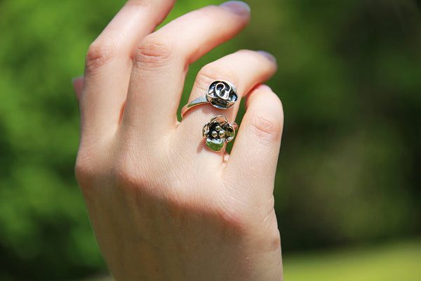 Sterling Silver Dogwood and Rose Flare Ring